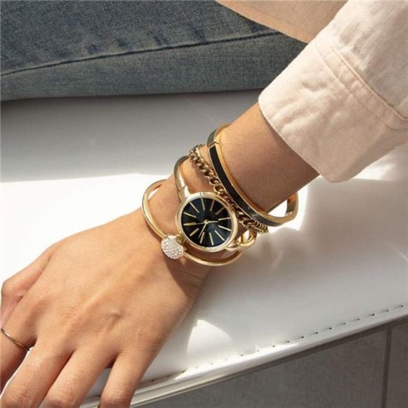 Anne Klein Women's Bangle Watch and Bracelet Set, AK/1470 - Picture 3 of 5